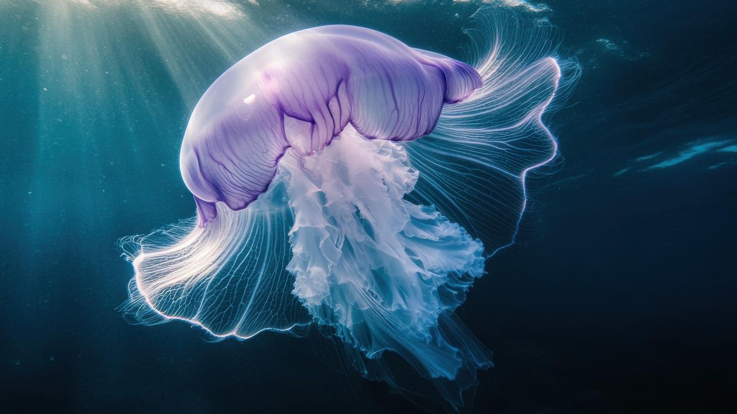 Ohrenqualle unter Wasser