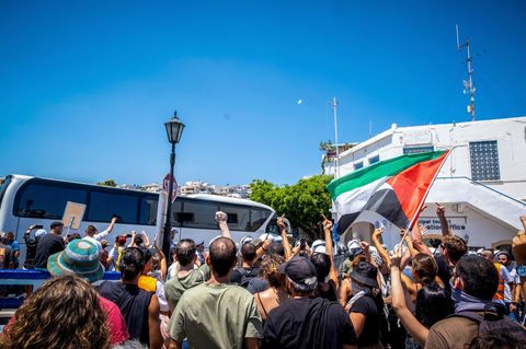 Pro-palästinensische Demonstranten auf Kreta, Griechenland