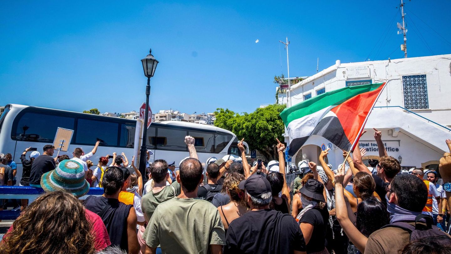 Pro-palästinensische Demonstranten auf Kreta, Griechenland