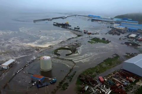Tsunami-Schäden in Sewero-Kurilsk