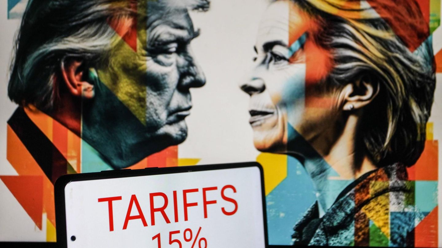 Wandgemälde von Donald Trump und Ursula von der Leyen