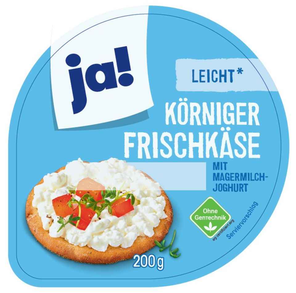Das betroffene Produkt: ja! Körniger Frischkäse 0,1 Prozent 200 Gramm
