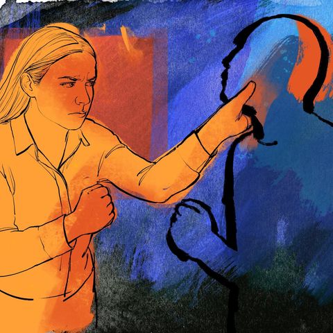 Illustration: woman in defense against self -defense