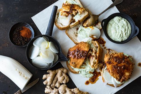 Szechuan Hot Chicken auf Brot