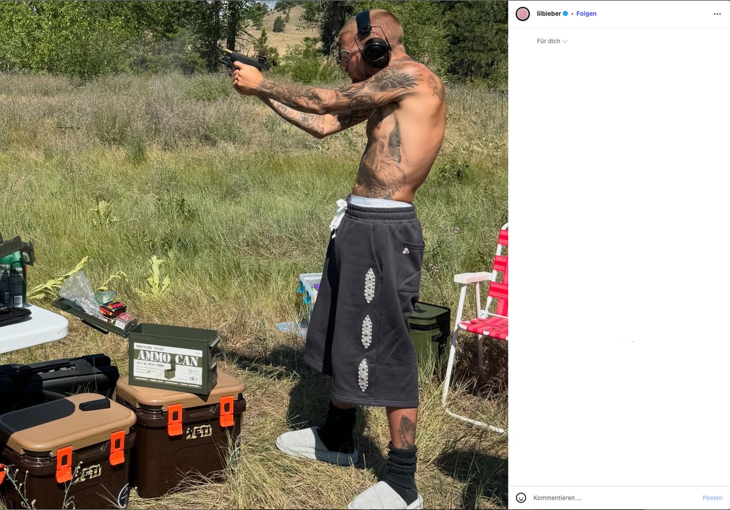 Justin Bieber mit Waffe