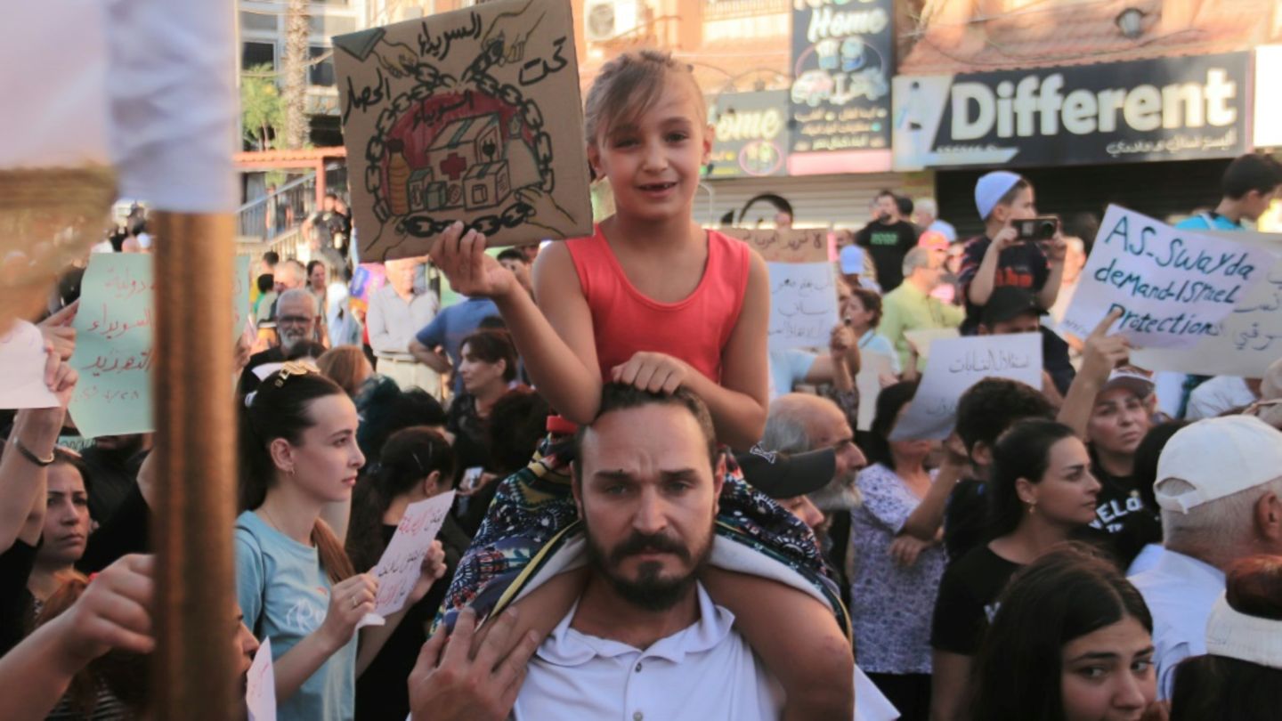 Protestaktion gegen die humanitäre Lage in Suwaida