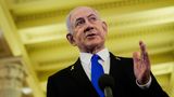 Benjamin Netanjahu, Ministerpräsident von Israel, spricht zu Reportern im US-Kapitol