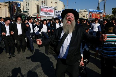 Ultraorthodoxe Juden bei Protesten in Jerusalem