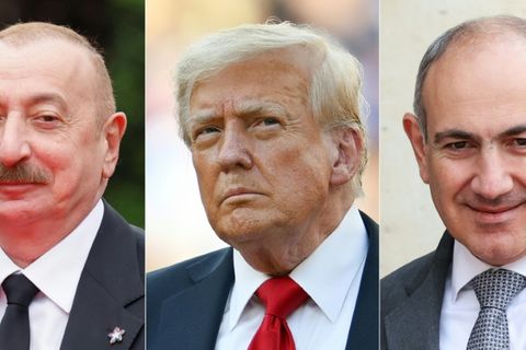 Alijew (von links), Trump und Paschinjan