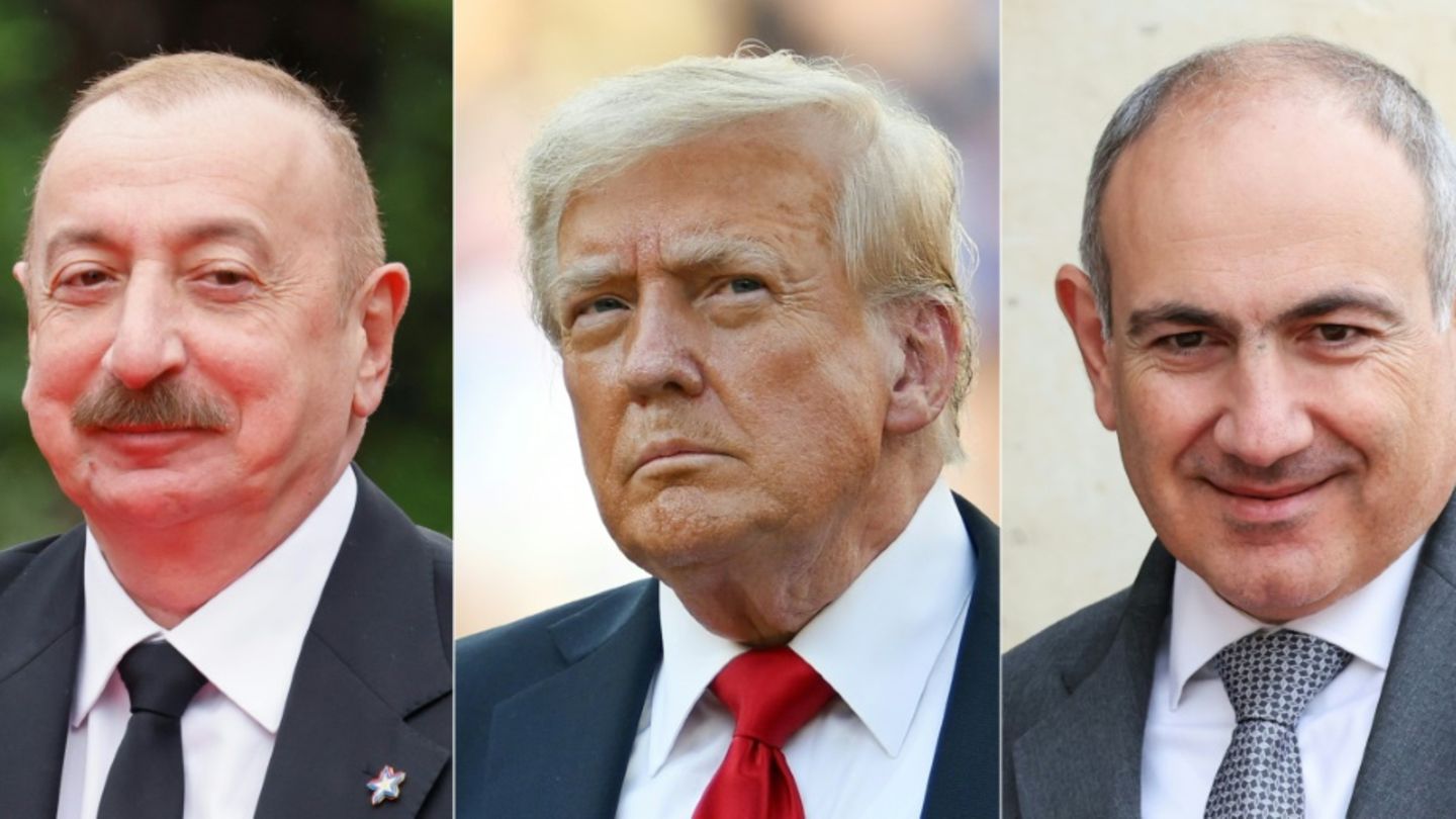 Alijew (von links), Trump und Paschinjan