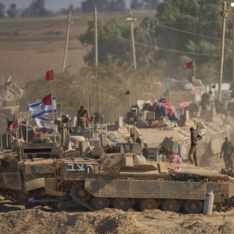 Israeli soldiers near the border to the Gaza Strip in the south of Israel