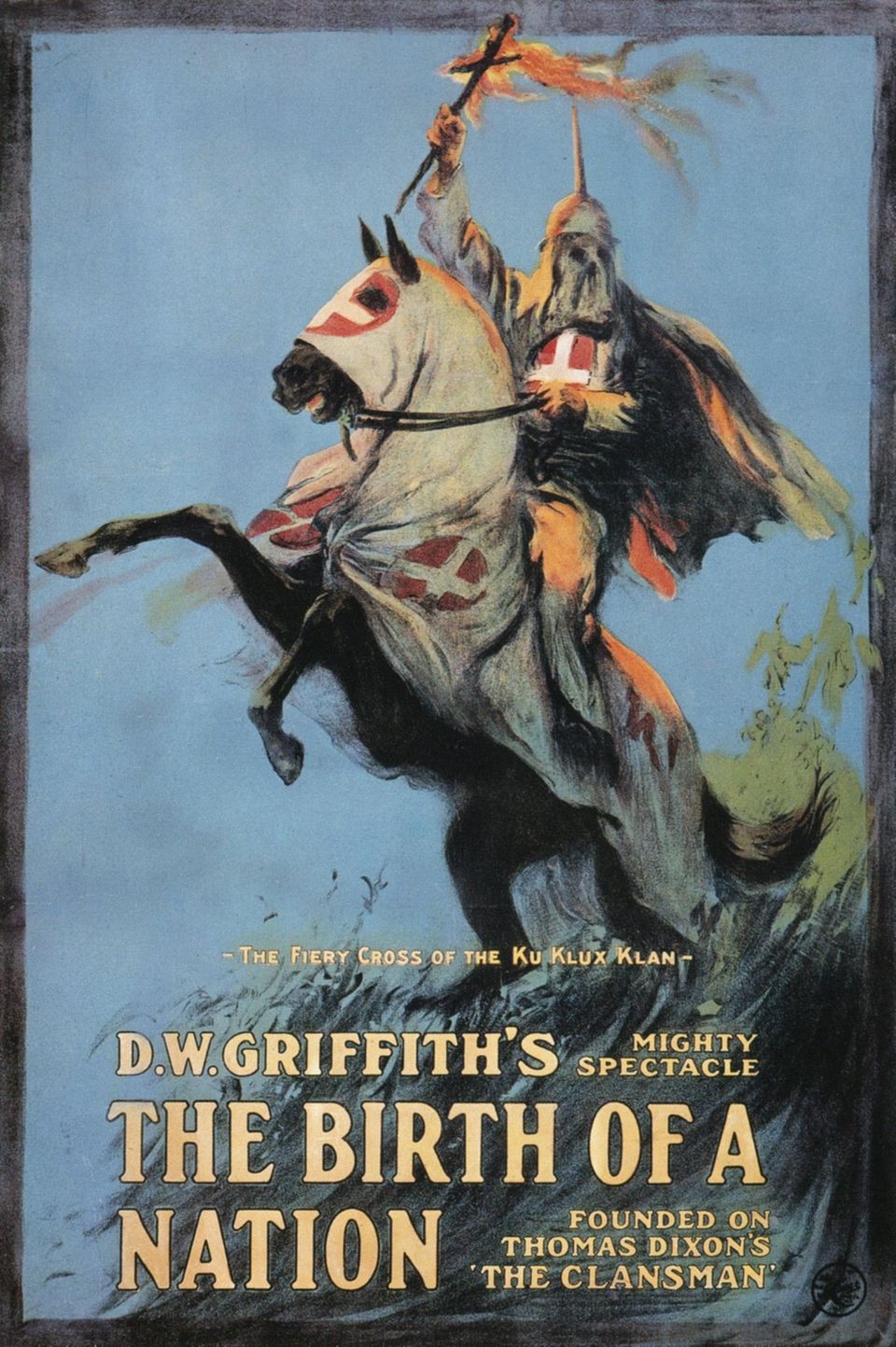 Filmplakat "Birth of a Nation"; Ritter mit Fackel
