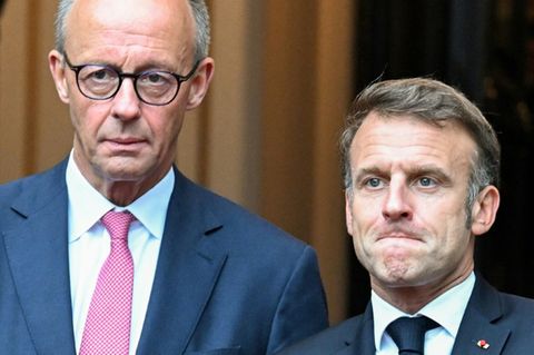 Macron (l.) und Merz im Juli in Berlin