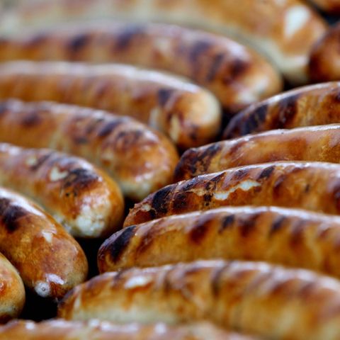 Bratwurst on a grill