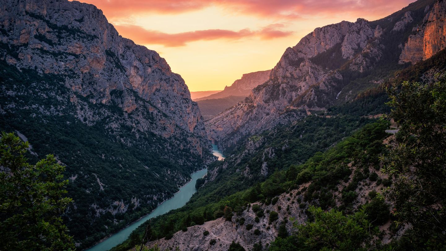 Verdon-Schlucht, Frankreich Sonnenuntergang über den Schluchten von Verdonschlucht