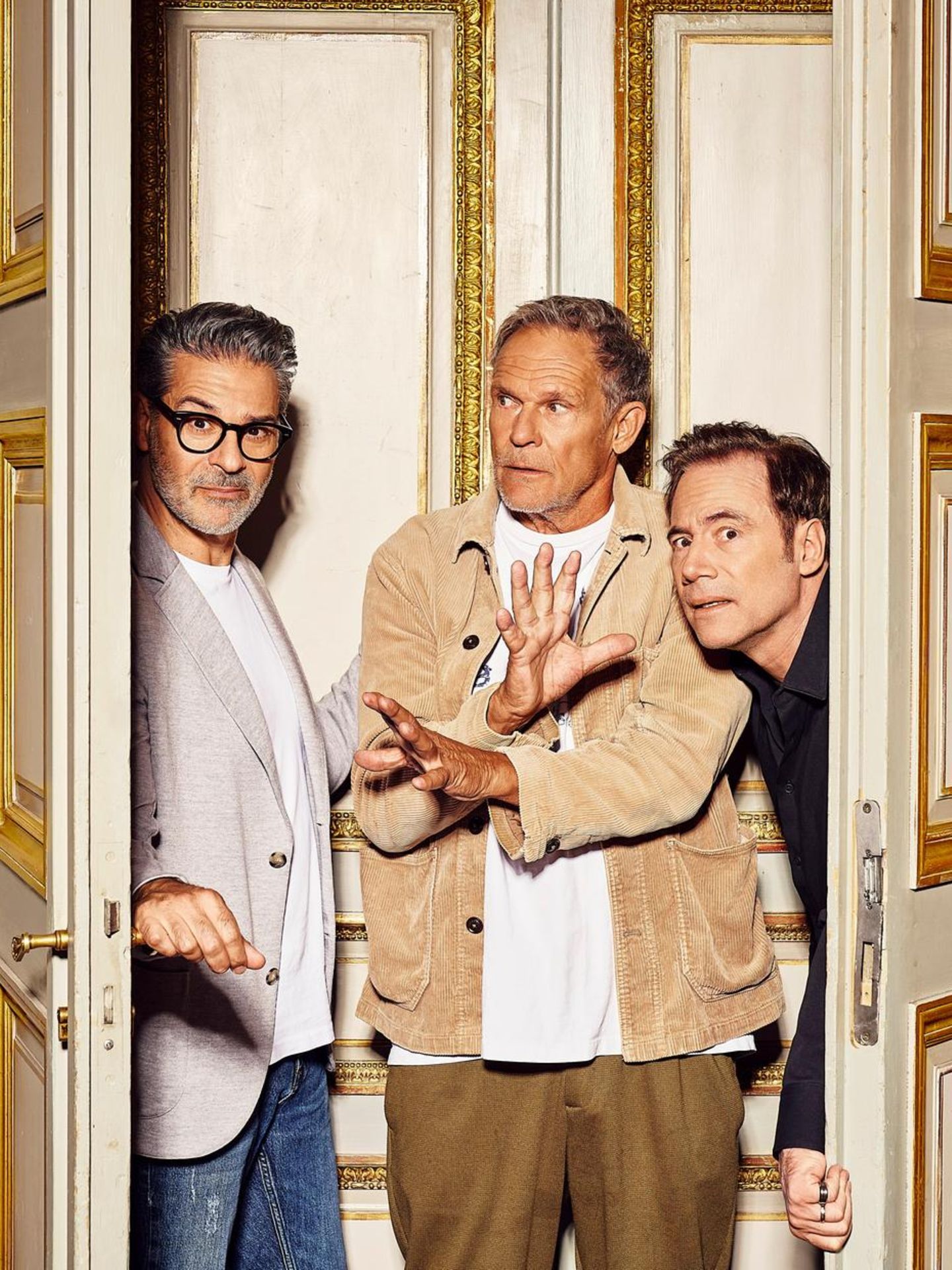 Rick Kavanian, Christian Tramitz und Michael Bully Herbig (v. l.) beim stern-Shooting im Münchner Palais Montgelas