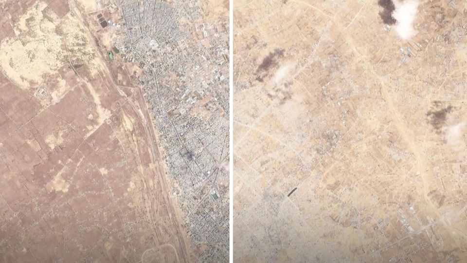 Die Stadt Rafah im Vorher-Nacher Vergleich