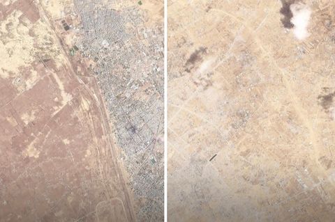 Die Stadt Rafah im Vorher-Nacher Vergleich