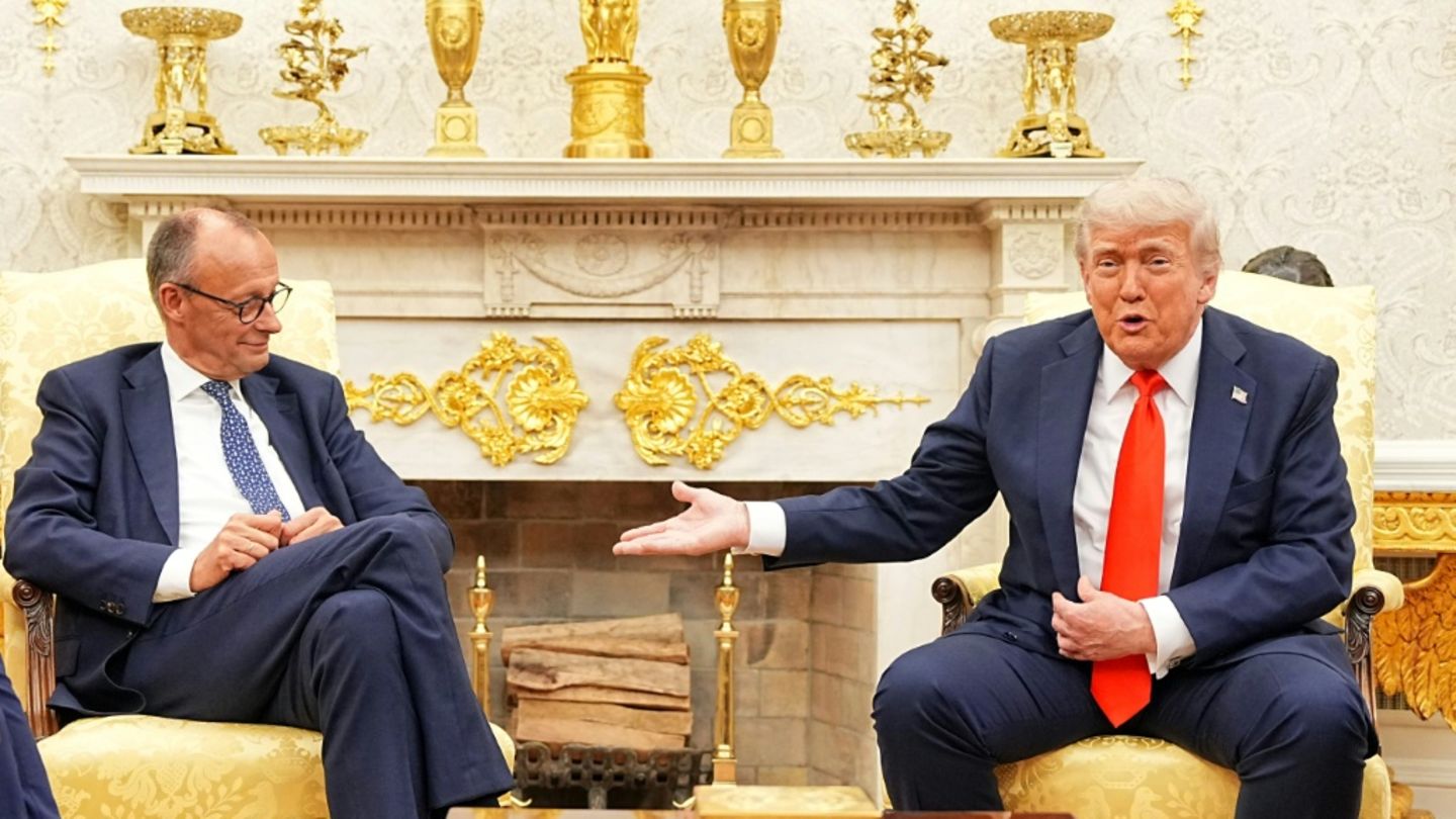 Merz (l) und Trump im Weißen Haus im Juni