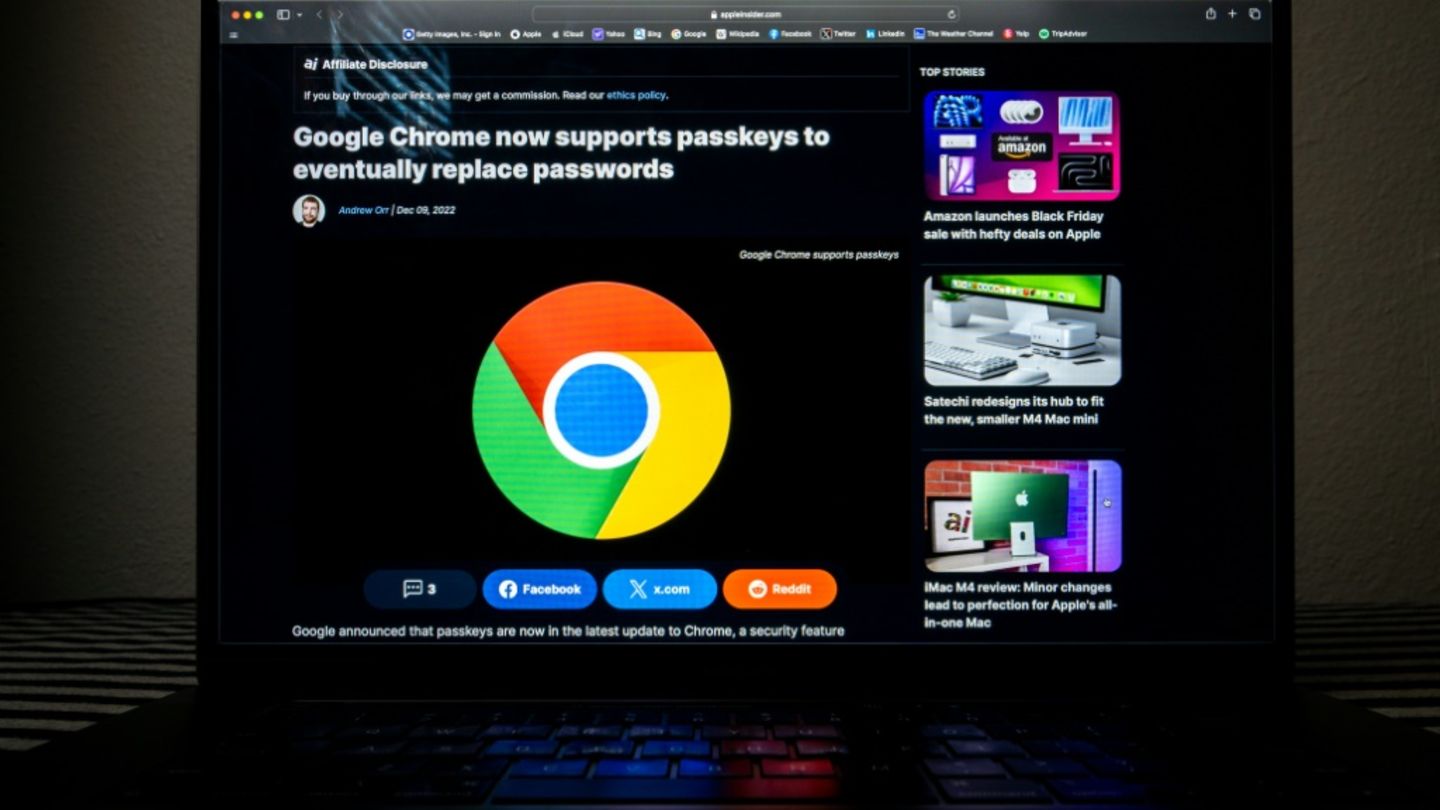 Bildschirm mit dem Google-Browser Chrome