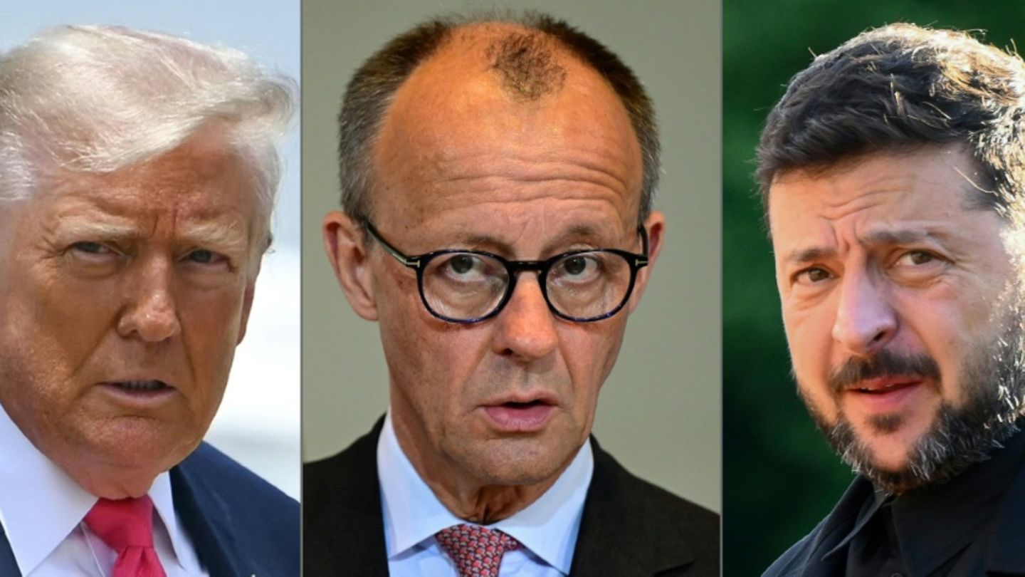 Trump (l.), Merz (m.) und Selenskyj