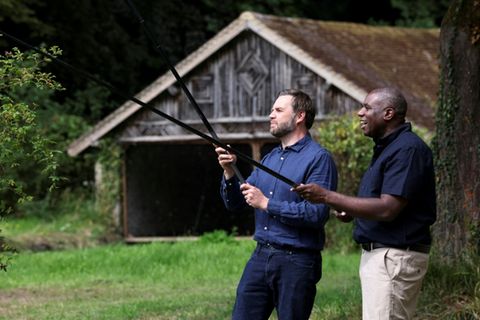 JD Vance (L) und David Lammy beim Angeln in Südengland