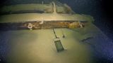 Deck des Lastsegelschiffs am Grund des Bodensees
