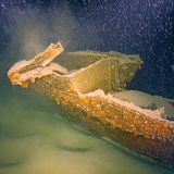 Heck des Rumpfes der SD Friedrichshafen II auf dem Grund des Bodensees