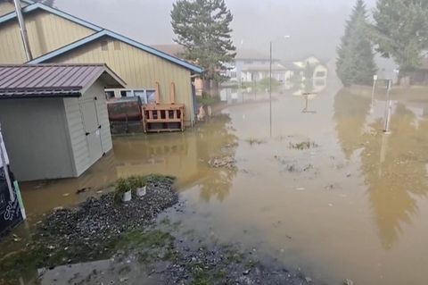 Überschwemmte Straßen in Juneau