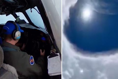 Video aus Cockpit: Sturmjäger rasen mit Flugzeug mitten durch Hurrikan "Erin"