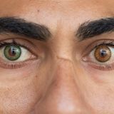 Körpermerkmale: Nahaufnahme auf Gesicht mit verschiedenen Augenfarben