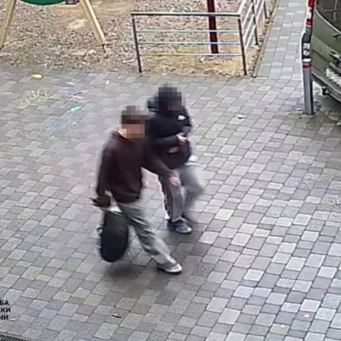 Two boys in Ukraine on a surveillance video