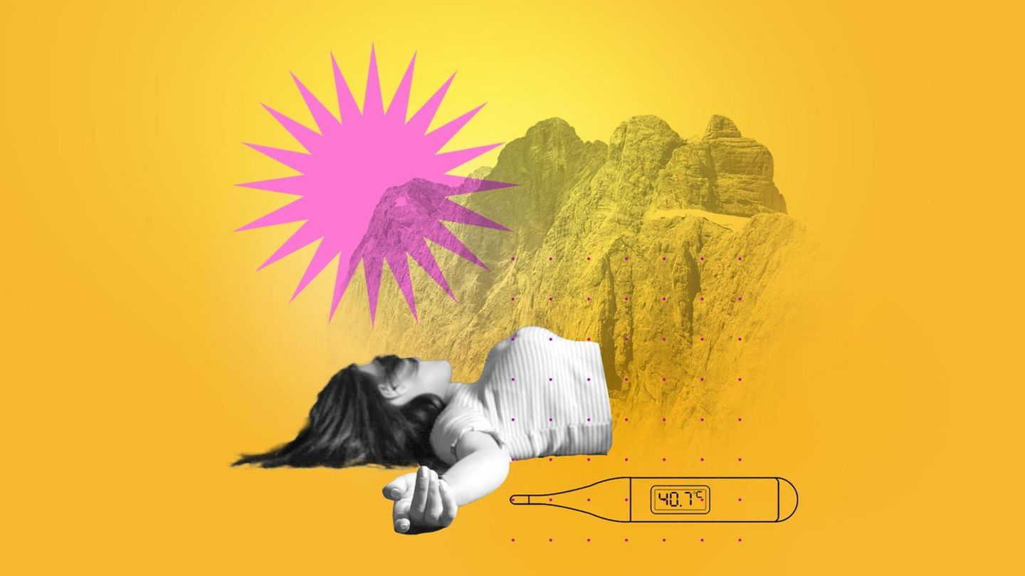 Wandern im Gebirge: Eine Frau liegt auf dem Boden