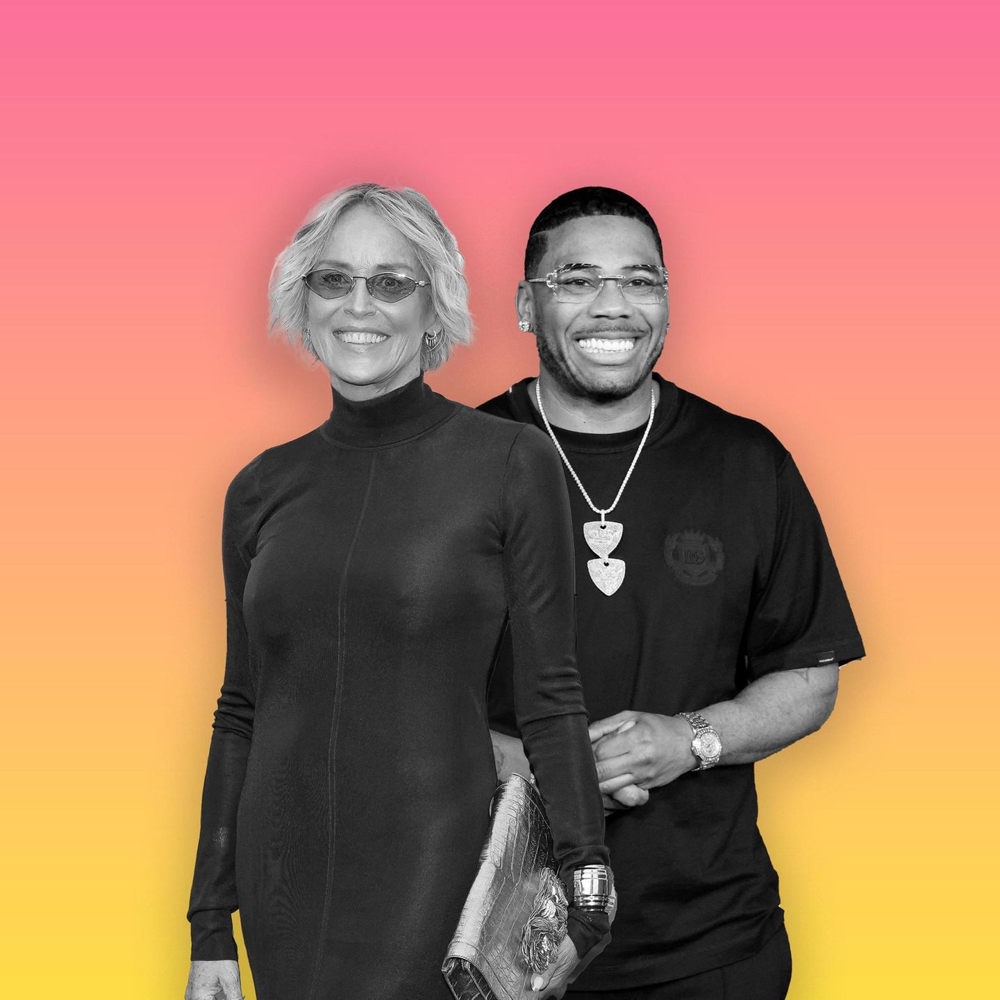 Collage: Sharon Stone und Nelly Collage: Sharon Stone und Nelly