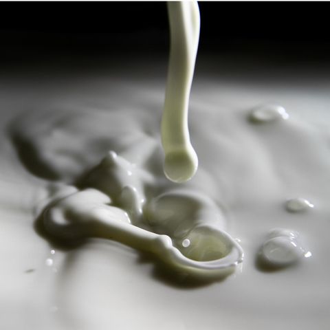 Close -up: milk is poured