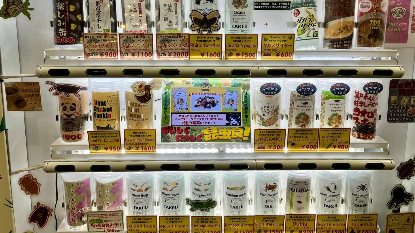 Ein Automat für Insekten-Lebensmittel in Taito