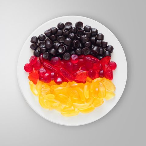 Sweets on a plate in Germany colors
