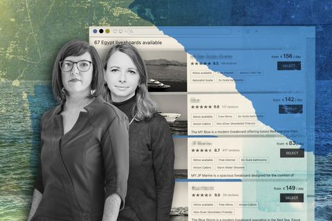 Die Autorinnen mit einer Auswahl an Schiffen (Montage)