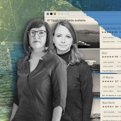 Die Autorinnen mit einer Auswahl an Schiffen (Montage)
