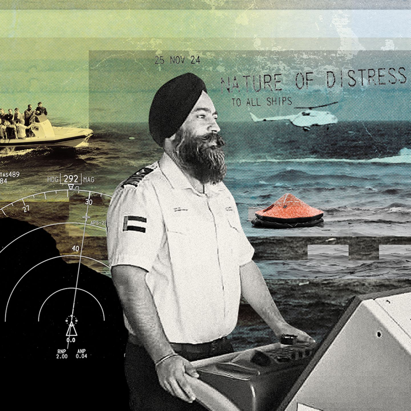 Der indische Kapitän, welcher zur Rettung eilte in einer illustrativen Darstellung