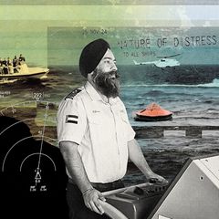 Der indische Kapitän, welcher zur Rettung eilte in einer illustrativen Darstellung