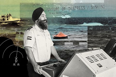 Der indische Kapitän, welcher zur Rettung eilte in einer illustrativen Darstellung