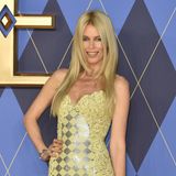 Claudia Schiffer in einem gelben Abendkleid mit tiefem Ausschnitt