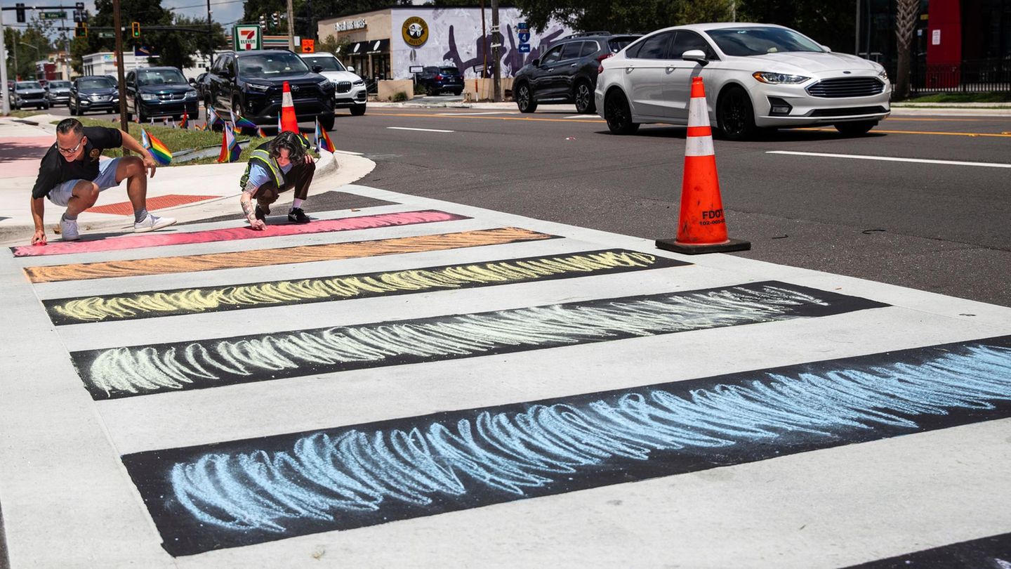 Florida paints on memorial zebra crossing for LGBTQ stoppers