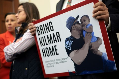 Plakat mit Bild des Migranten Ábrego García