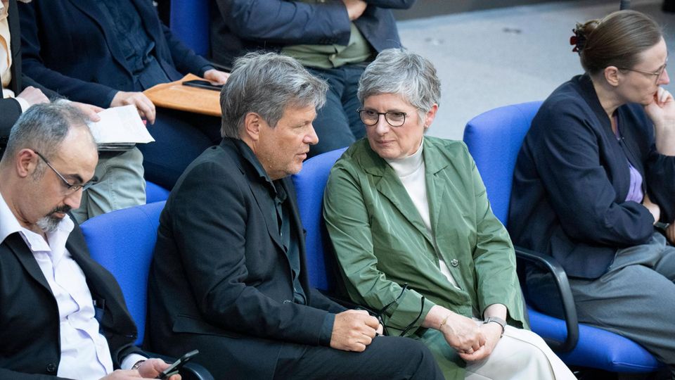 Robert Habeck und Britta Haßelmann im Bundestag Robert Habeck und Britta Haßelmann im Bundestag