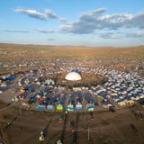 Mongolei: Wettkampf-Stadt während Naadam aus der Vogelperspektive