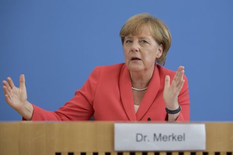 Angela Merkel auf der Bundespressekonferenz am 31.8.2015