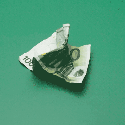 A 100 euro note in an animation