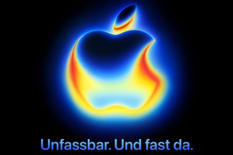 Die Einladung zu Apples Event zum iPhone 17 zeigt das Apple-Logo in floureszierenden Farben